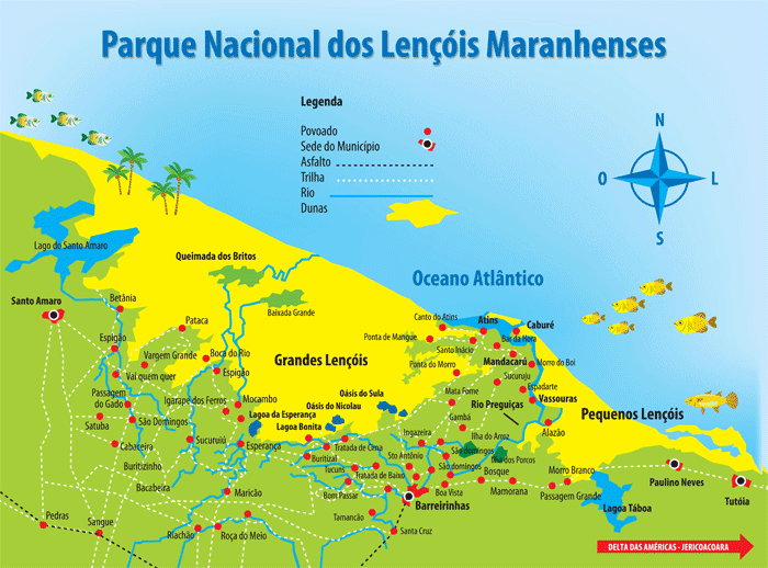 Map of the Lençóis Maranhenses National Park